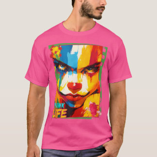 Vibrant Punk Life Street Art Portrait T-Shirt