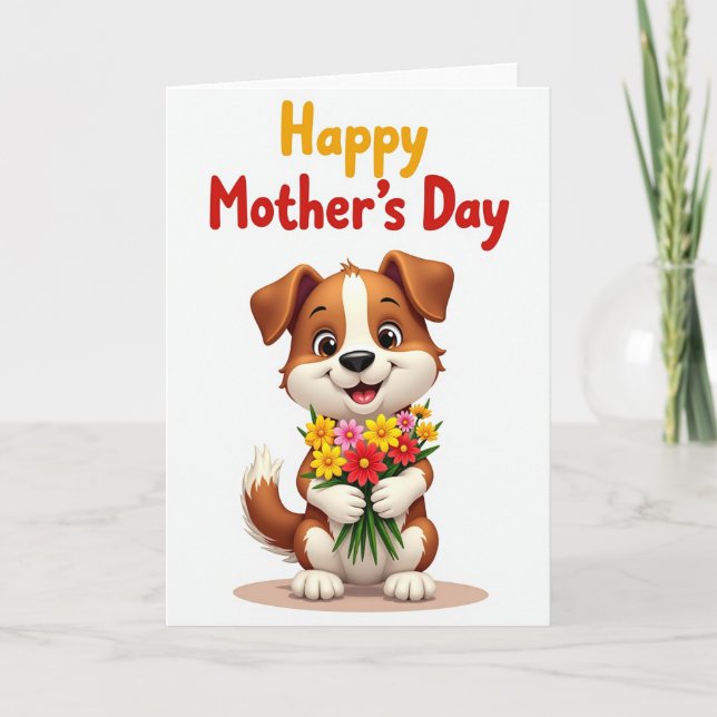 Vibrant Puppy Mothers Day Card (Front)