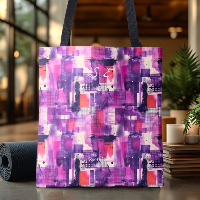 Vibrant Purple Abstract Personalized Tote Bag (Creator Uploaded)