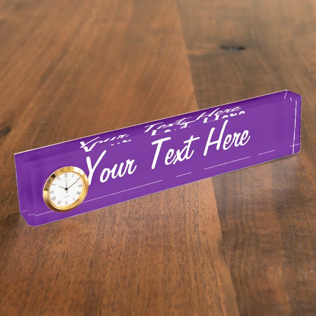 Vibrant Purple Accent Color Customizable Nameplate (Side)