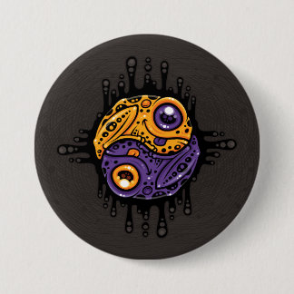 Vibrant Purple and Gold Poison Dart Frog Yin Yang Button