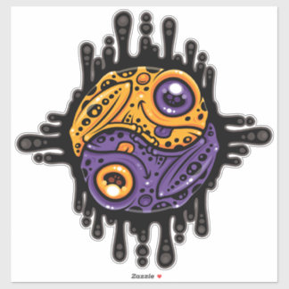 Vibrant Purple and Gold Poison Dart Frog Yin Yang Sticker