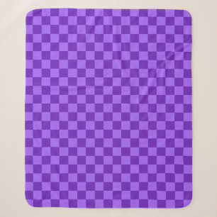 Vibrant Purple and Lavender Checkerboard Sherpa Blanket