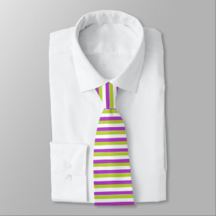 Vibrant Purple and Lime Green Stripe Pattern Neck Tie