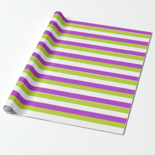 Vibrant Purple and Lime Green Stripe Pattern Wrapping Paper