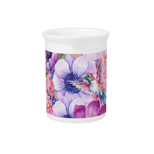 Vibrant purple and pink flowers beverage pitcher