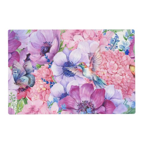 Vibrant purple and pink flowers placemat