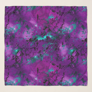 Vibrant Purple and Teal Marble Galaxy Scarf