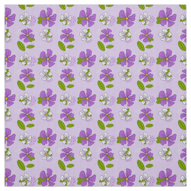 Vibrant Purple and White Flowers Fabric (Swatch)