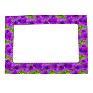 Vibrant Purple Anemone Flowers Magnetic Frame