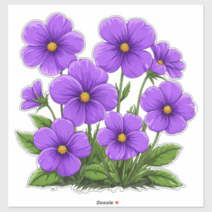 Vibrant Purple Anemone Flowers Sticker