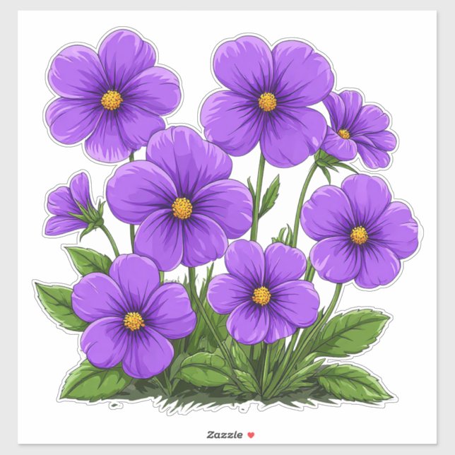 Vibrant Purple Anemone Flowers Sticker (Sheet)