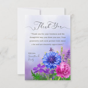 Vibrant Purple & Blue Floral Thank You Card