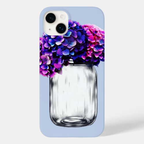 Vibrant Purple Blue Pink Hydrangea Floral Case_Mate iPhone 14 Plus Case