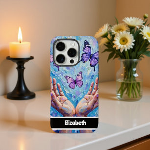Vibrant Purple Butterflies With Outstretched Hands iPhone 16 Pro Case