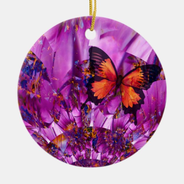 Vibrant Purple Butterfly Ornament (Front)