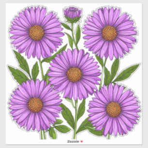 Vibrant Purple Chrysanthemum Bouquet Sticker