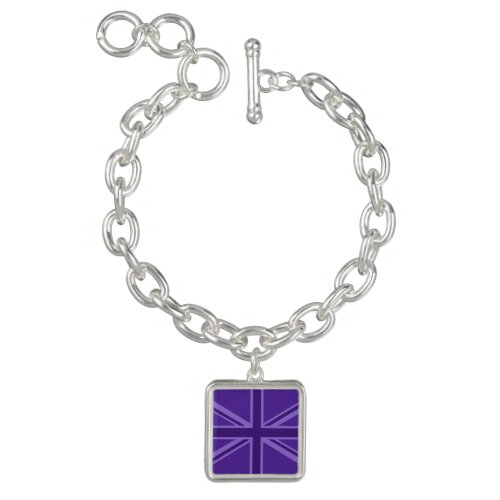 Vibrant Purple Color Union Jack Charm Bracelet