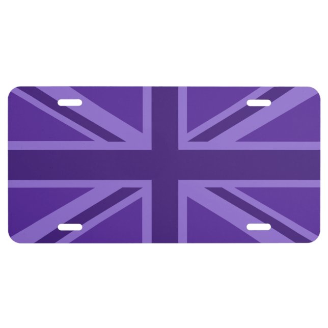 Vibrant Purple Color Union Jack License Plate (Front)