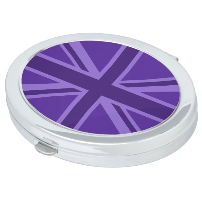Vibrant Purple Color Union Jack Makeup Mirror (Turned)