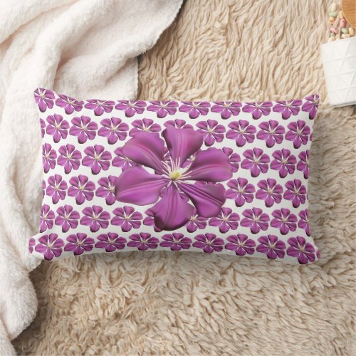 vibrant_purple_flower_graphic floral  lumbar pillow