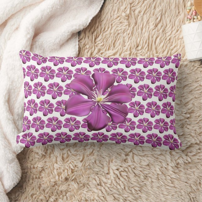 vibrant-purple-flower-graphic floral  lumbar pillow (Blanket)