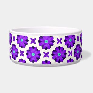  Vibrant Purple Flowers and Leaf Motifs Bowl