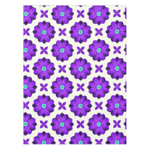 Vibrant Purple Flowers and Leaf Motifs Tablecloth