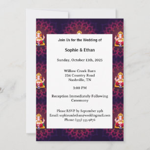 Vibrant Purple Ganesh Mandala Pattern Invitation
