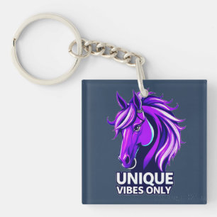Vibrant Purple Horse Illustration Keychain