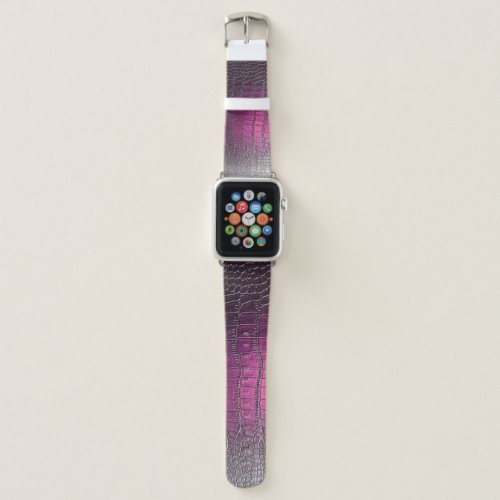 Vibrant purple leather glossy emboss apple watch band