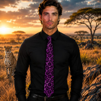 Vibrant Purple Leopard Neck Tie