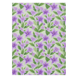 Vibrant Purple Lilies With Green Leaves Tablecloth