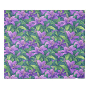 🌸 Vibrant Purple Lily Botanical Fresh Bedroom Duvet Cover
