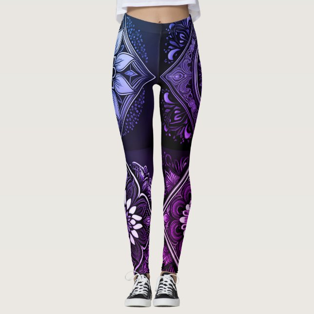 Vibrant Purple Mandala Leggings (Front)