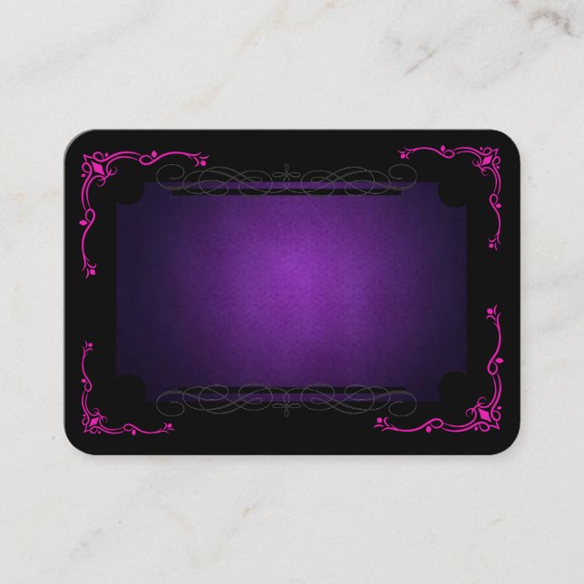 Vibrant Purple on Black w/Border Designs on a Business Card (Front)
