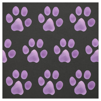Vibrant Purple Paw Print Fabric by the Yard