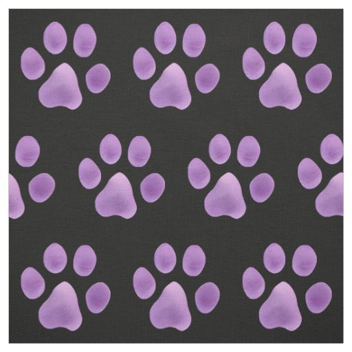 Vibrant Purple Paw Print Fabric by the Yard