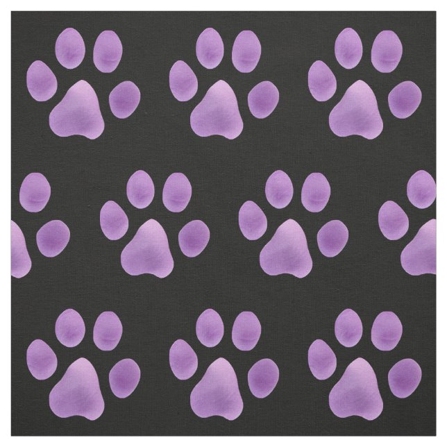 Vibrant Purple Paw Print Fabric by the Yard (Swatch)