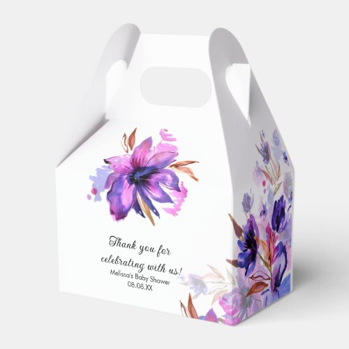 Vibrant purple pink lavender flower favor boxes