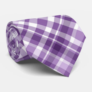 Vibrant Purple Plaid Alzheimer's Awareness Pattern Neck Tie