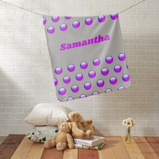 Vibrant Purple Polka Dot Pattern Geometric Modern Baby Blanket (In Situ)