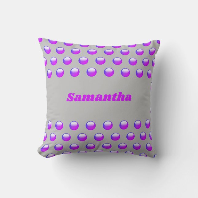 Vibrant Purple Polka Dot Pattern Geometric Modern Throw Pillow (Front)