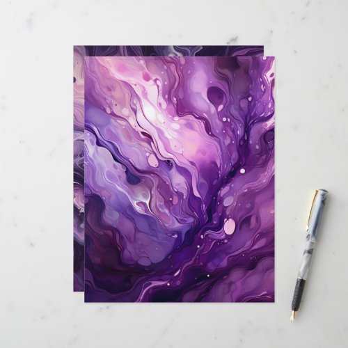 Vibrant Purple Poured Paint Scrapbook Paper