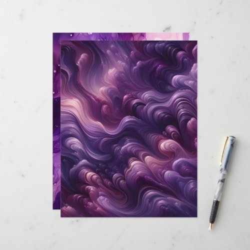 Vibrant Purple Poured Paint Scrapbook Paper