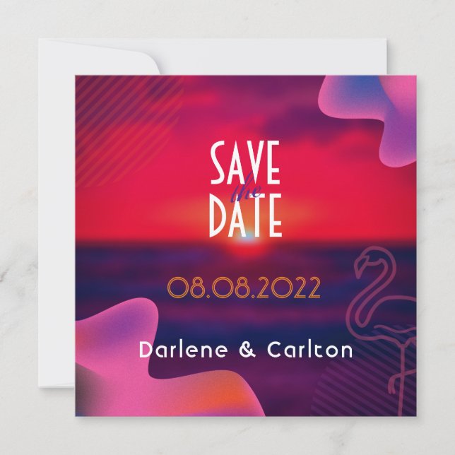 Vibrant Purple Sunset Custom Photo Save The Date (Front)