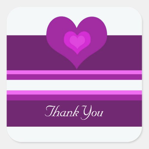 Vibrant Purple Thank You Square Sticker
