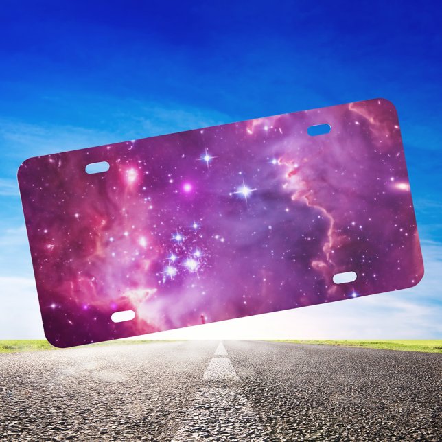 Vibrant Purple Tinted Small Magellanic Cloud License Plate (Celestial Pink Decorative License Plate)