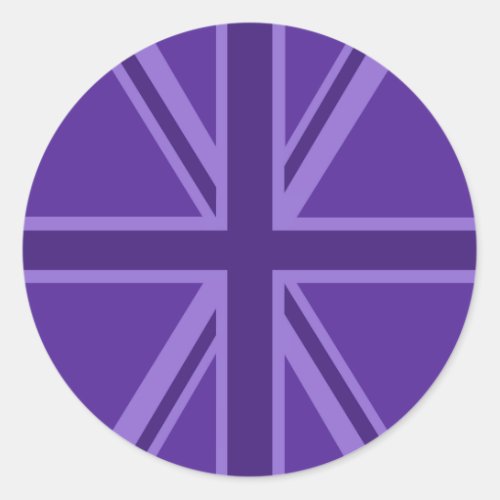 Vibrant Purple Union Jack Classic Round Sticker