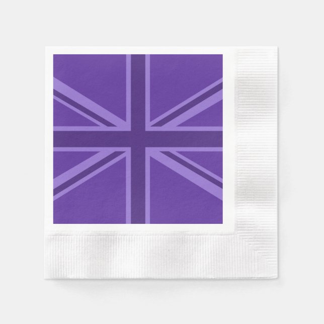 Vibrant Purple Union Jack Napkins (Front)